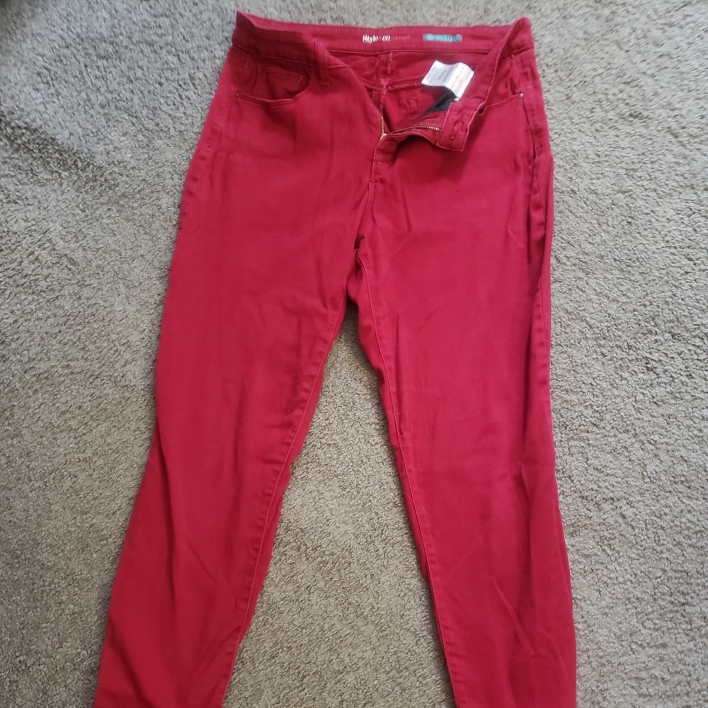 Red skinny jeans size 10
